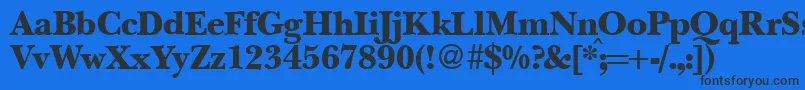 BaskervillenovatwoblackRegular-Schriftart – Schwarze Schriften auf blauem Hintergrund