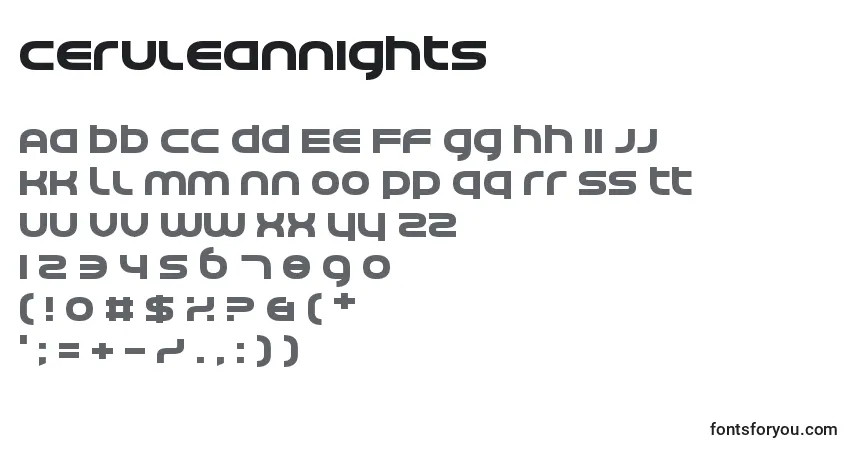 Fuente CeruleanNights - alfabeto, números, caracteres especiales