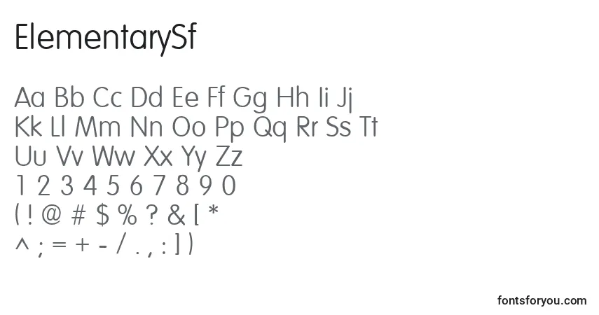 Schriftart ElementarySf – Alphabet, Zahlen, spezielle Symbole