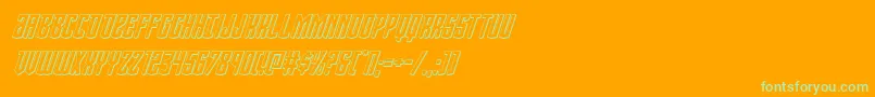 Viceroy3Dital-Schriftart – Grüne Schriften auf orangefarbenem Hintergrund