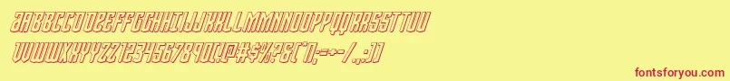 Viceroy3Dital-Schriftart – Rote Schriften auf gelbem Hintergrund