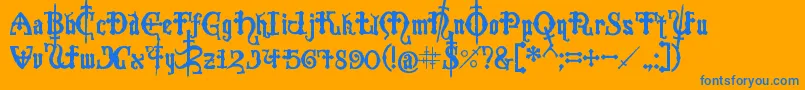 Crusades Font – Blue Fonts on Orange Background