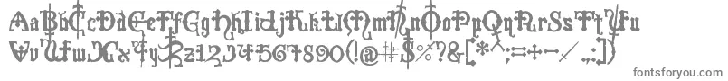 Crusades-fontti – harmaat kirjasimet valkoisella taustalla
