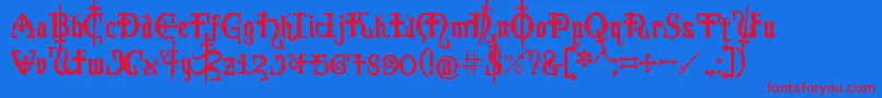 Crusades Font – Red Fonts on Blue Background