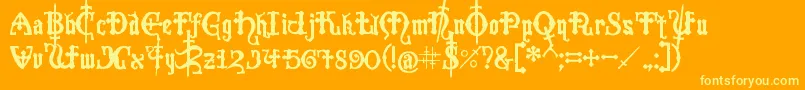 Crusades Font – Yellow Fonts on Orange Background