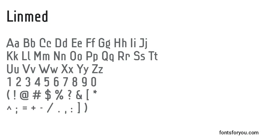 Czcionka Linmed – alfabet, cyfry, specjalne znaki