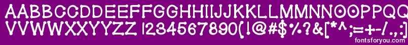 フォントGeldoticathickf – 紫の背景に白い文字