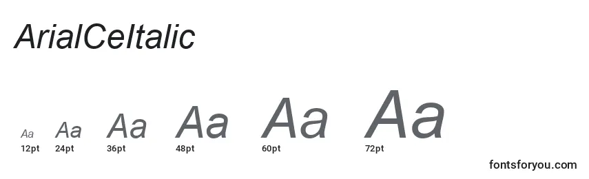 Размеры шрифта ArialCeItalic
