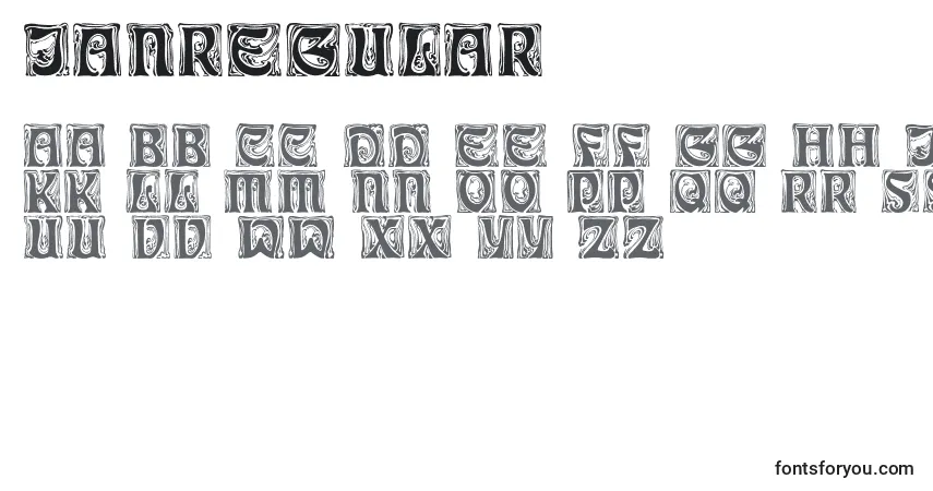 A fonte IanRegular – alfabeto, números, caracteres especiais