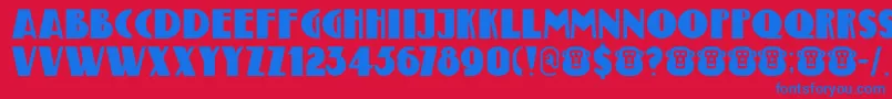 DkBungehuis Font – Blue Fonts on Red Background