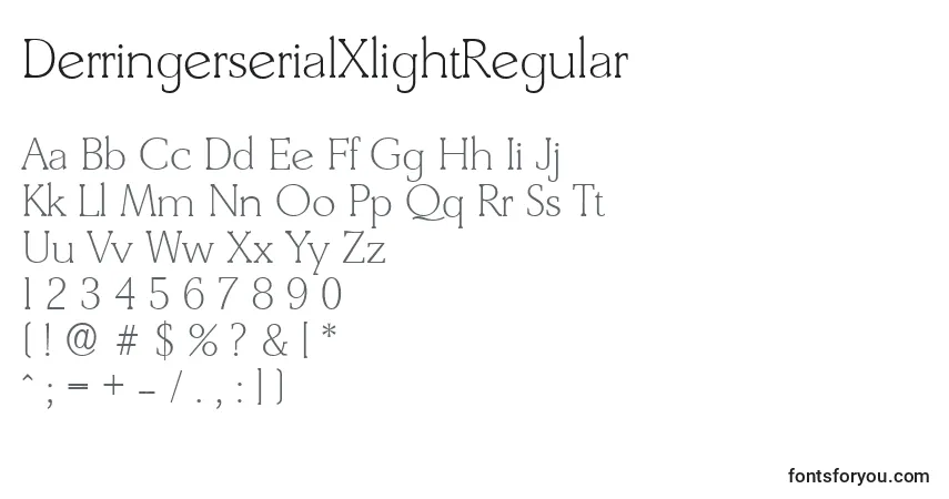 Шрифт DerringerserialXlightRegular – алфавит, цифры, специальные символы