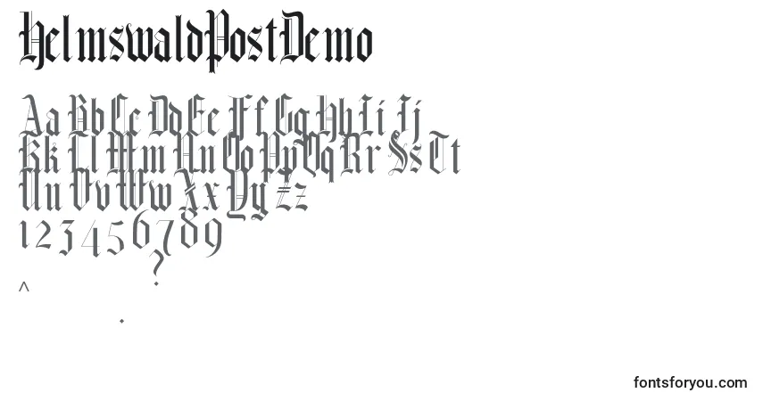 Schriftart HelmswaldPostDemo – Alphabet, Zahlen, spezielle Symbole