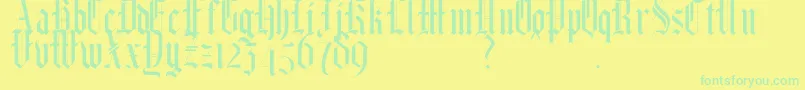 HelmswaldPostDemo-Schriftart – Grüne Schriften auf gelbem Hintergrund
