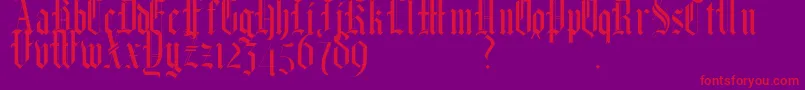 HelmswaldPostDemo-Schriftart – Rote Schriften auf violettem Hintergrund