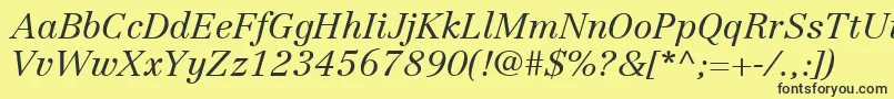 LinotypeCentennialLt46LightItalic Font – Black Fonts on Yellow Background