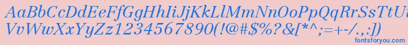 LinotypeCentennialLt46LightItalic Font – Blue Fonts on Pink Background