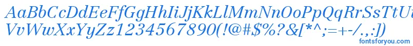 フォントLinotypeCentennialLt46LightItalic – 白い背景に青い文字