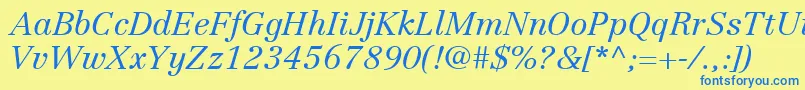 LinotypeCentennialLt46LightItalic Font – Blue Fonts on Yellow Background