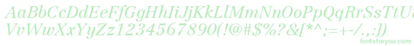 LinotypeCentennialLt46LightItalic Font – Green Fonts on White Background