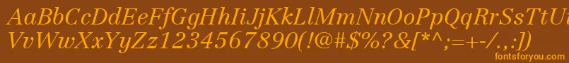 LinotypeCentennialLt46LightItalic Font – Orange Fonts on Brown Background