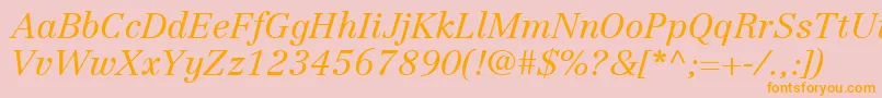 LinotypeCentennialLt46LightItalic Font – Orange Fonts on Pink Background