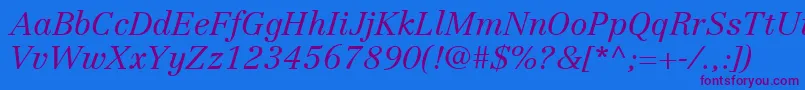 LinotypeCentennialLt46LightItalic Font – Purple Fonts on Blue Background