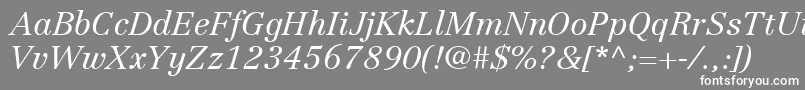 フォントLinotypeCentennialLt46LightItalic – 灰色の背景に白い文字