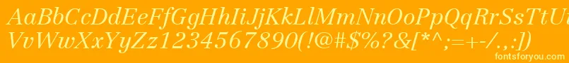 LinotypeCentennialLt46LightItalic Font – Yellow Fonts on Orange Background