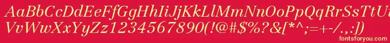 LinotypeCentennialLt46LightItalic Font – Yellow Fonts on Red Background