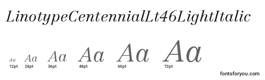 Размеры шрифта LinotypeCentennialLt46LightItalic