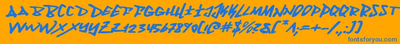 Police FantomExpandedItalic – polices bleues sur fond orange