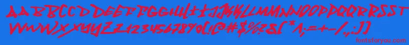 FantomExpandedItalic Font – Red Fonts on Blue Background