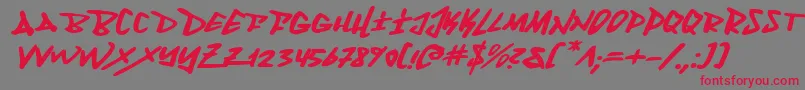 FantomExpandedItalic-Schriftart – Rote Schriften auf grauem Hintergrund