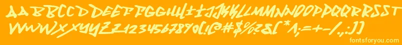 FantomExpandedItalic-fontti – keltaiset fontit oranssilla taustalla