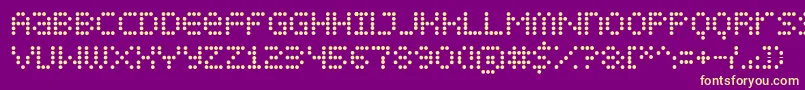 Подробнее о шрифте DisplayDots Шрифт DisplayDots – жёлтые шрифты на фиолетовом фоне