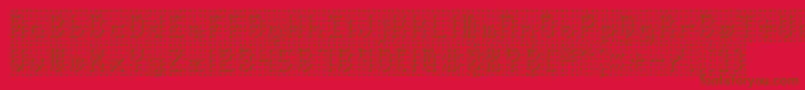 Pindown-Schriftart – Braune Schriften auf rotem Hintergrund