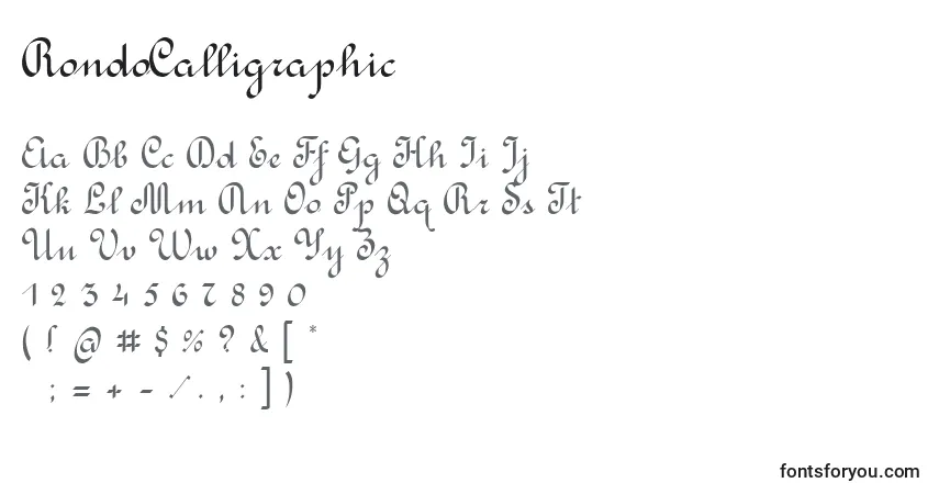 Шрифт RondoCalligraphic – алфавит, цифры, специальные символы