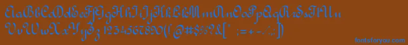 RondoCalligraphicフォントについての詳細 フォントRondoCalligraphic – 茶色の背景に青い文字
