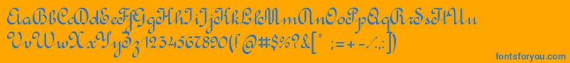 RondoCalligraphic-Schriftart – Blaue Schriften auf orangefarbenem Hintergrund