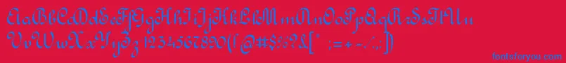 RondoCalligraphic-Schriftart – Blaue Schriften auf rotem Hintergrund
