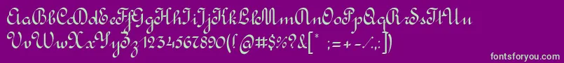 RondoCalligraphic-fontti – vihreät fontit violetilla taustalla