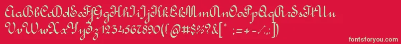 フォントRondoCalligraphic – 赤い背景に緑の文字