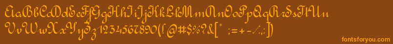 RondoCalligraphic Font – Orange Fonts on Brown Background