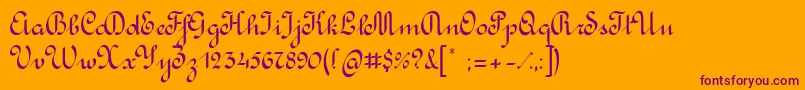 RondoCalligraphic-Schriftart – Violette Schriften auf orangefarbenem Hintergrund