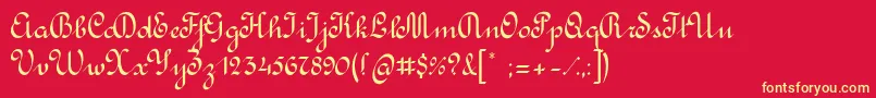 RondoCalligraphic Font – Yellow Fonts on Red Background