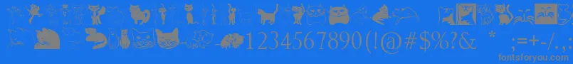 Catcrypt-Schriftart – Graue Schriften auf blauem Hintergrund