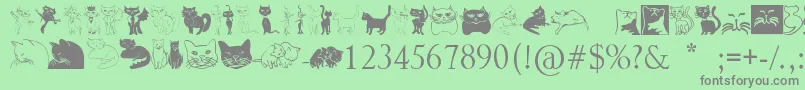 Catcrypt-Schriftart – Graue Schriften auf grünem Hintergrund