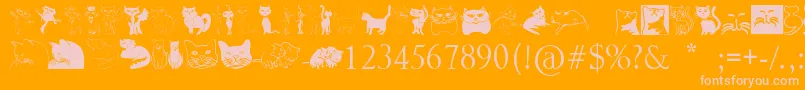 Catcrypt-Schriftart – Rosa Schriften auf orangefarbenem Hintergrund