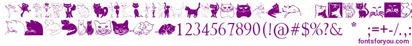 Catcrypt-Schriftart – Violette Schriften auf weißem Hintergrund