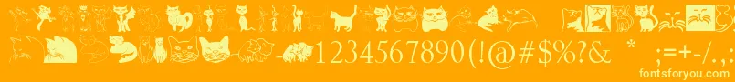 Catcrypt Font – Yellow Fonts on Orange Background